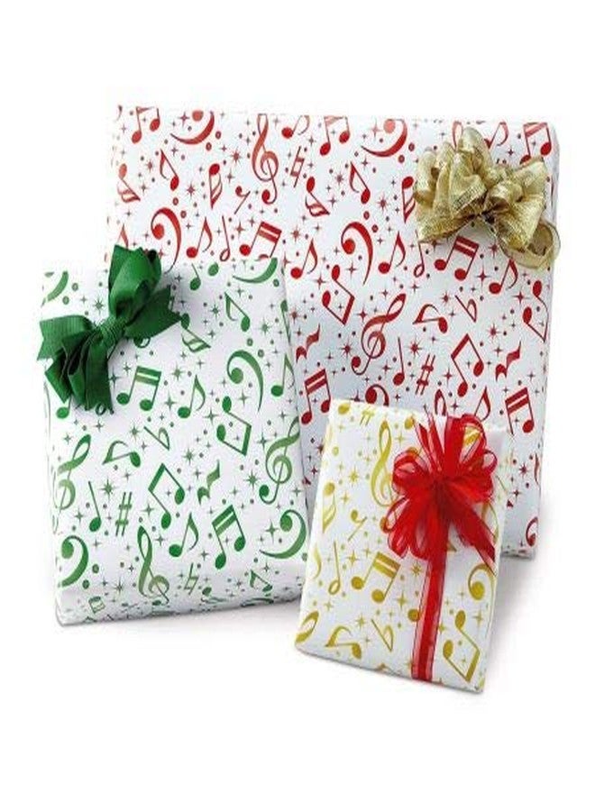 Flat Holiday Music Gift Wrap Sheets- 6 flolded Sheets of Thick, Peek Proof, Wrapping Paper